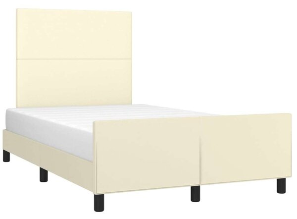 VidaXL krémszínű műbőr ágykeret fejtámlával 120 x 200 cm
