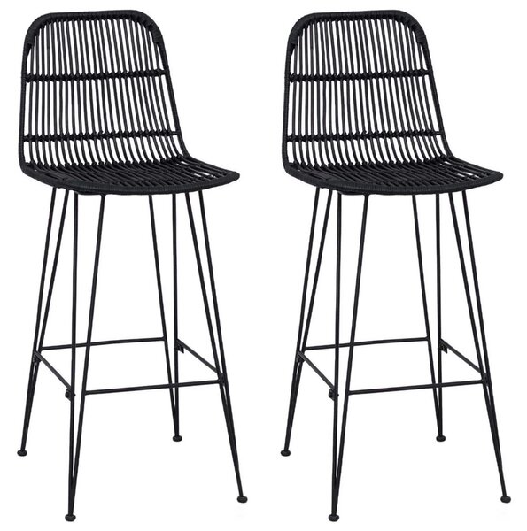Bárszék 2 pcs Fekete 44 x 55 x 109 cm Rattan és acél