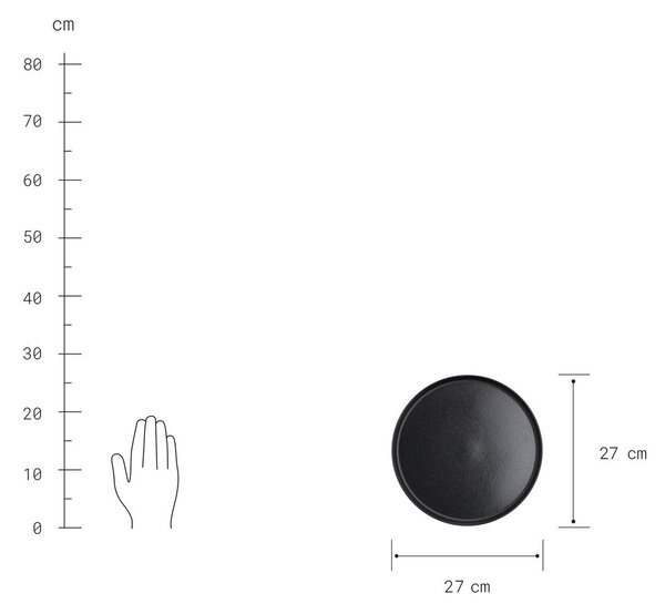 CASA NOVA lapos tányér Ø27cm, 4 db-os készlet, fekete