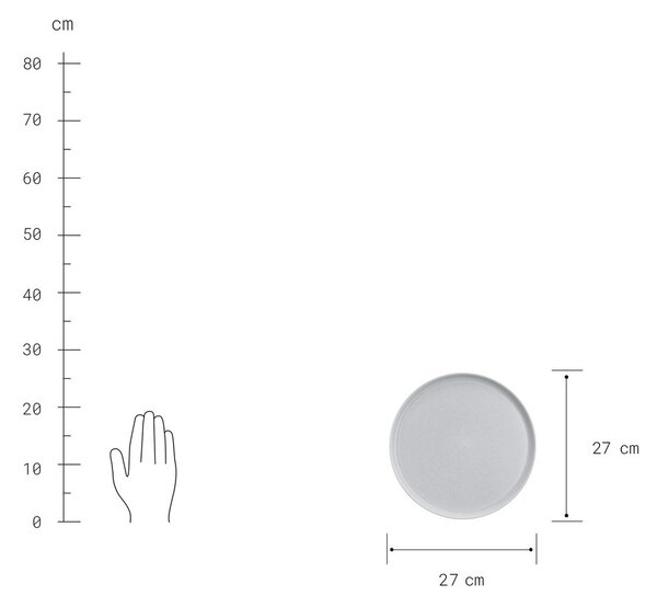 CASA NOVA lapos tányér Ø27cm, 4 db-os készlet, világosszürke