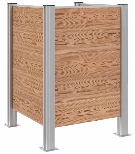 VidaXL Hulladék Gyűjtő Kerítés Barna 85 x 85 x 115 cm Alumínium és WPC