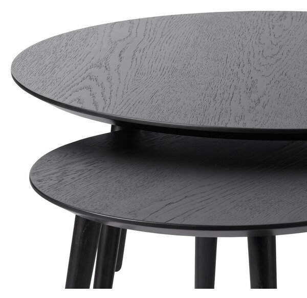 Fekete kerek dohányzóasztal szett 2 db-os ø 88 cm Adda – Unique Furniture