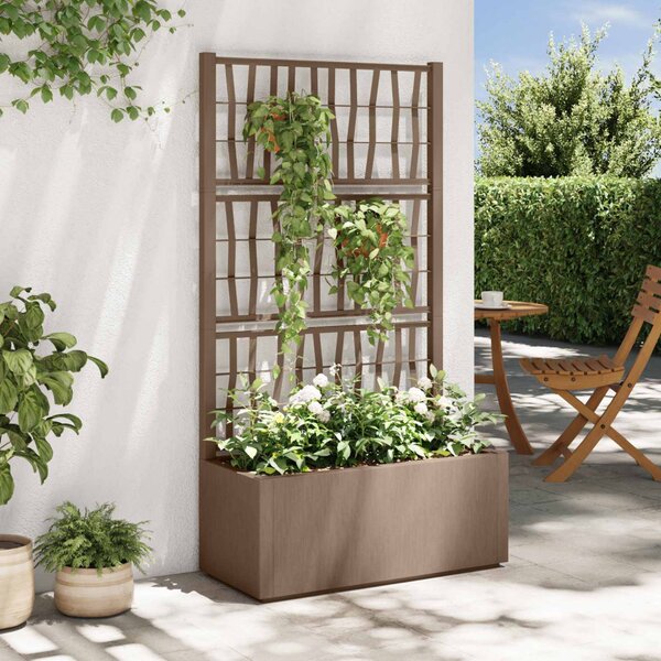 VidaXL Kertész cserép rácsos változattal Barna 80 x 36 x 140 cm PP