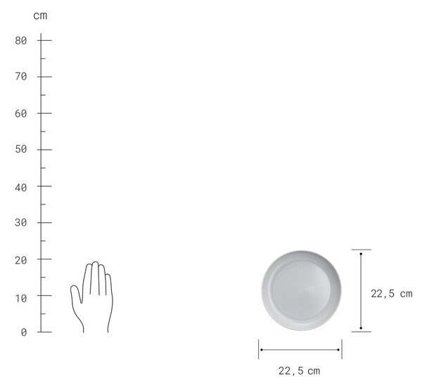 CASA NOVA mélytányér Ø22,5cm, 4 db-os készlet, világosszürke