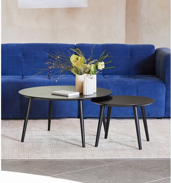Fekete kerek dohányzóasztal szett 2 db-os ø 88 cm Adda – Unique Furniture