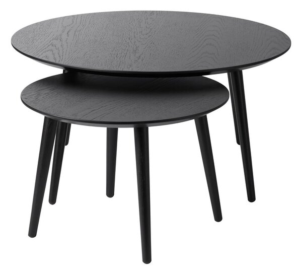 Fekete kerek dohányzóasztal szett 2 db-os ø 88 cm Adda – Unique Furniture
