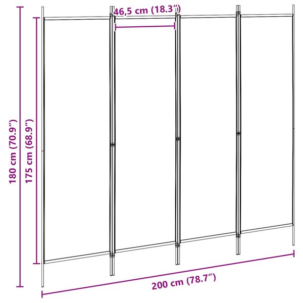 VidaXL 4-paneles szoba elválasztó Bézs 200 x 180 cm Szövet