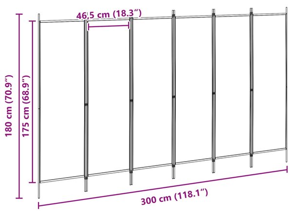 VidaXL 6-paneles szobaelválasztó Bézs 300 x 180 cm Szövet