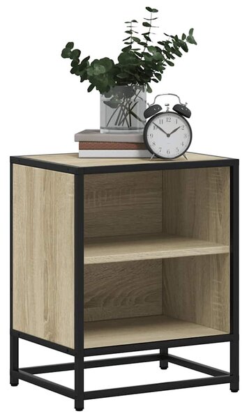 Éjjeliszekrények 2 db Sonoma tölgy 40x31x50 cm Gépi fa és fém