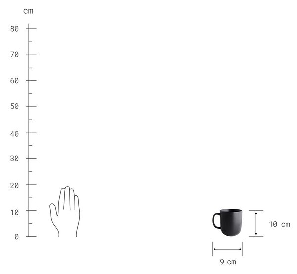 CASA NOVA bögre 400ml, 4 db-os készlet, fekete