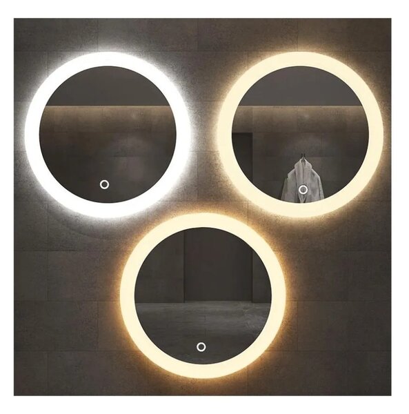 Kerek LED-es fürdőszobai tükör fűtési funkcióval 60cm