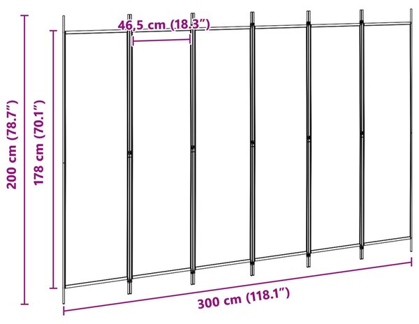 VidaXL 6-paneles szobaelválasztó Bézs 300 x 200 cm Szövet
