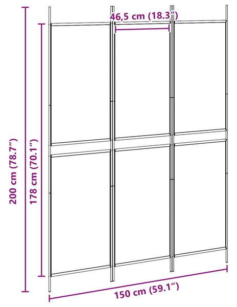 VidaXL 3-paneles szoba elválasztó Bézs 150 x 200 cm Szövet
