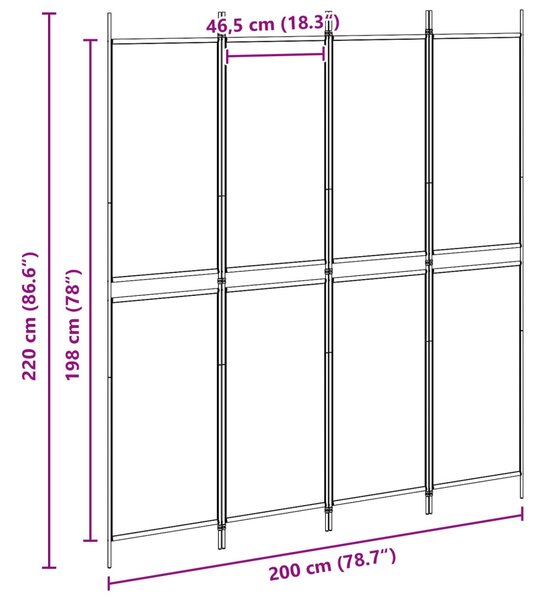 VidaXL 4 paneles szobafal Bézs 200 x 220 cm Szövet