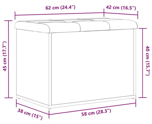 Tárolópad Fekete Tölgy 60x40x45 cm Műanyag