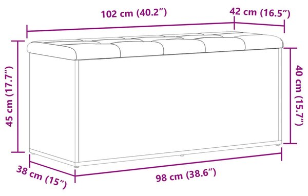 Tárolópad Fekete Tölgy 100x40x45 cm Mérnöki Fa