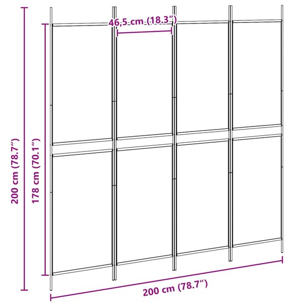 VidaXL 4-paneles szobaelválasztó Bézs 200 x 200 cm Szövet