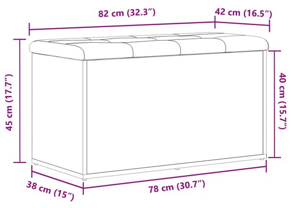 Tárolópad Fekete Tölgy 80x40x45 cm Mérnöki Fa