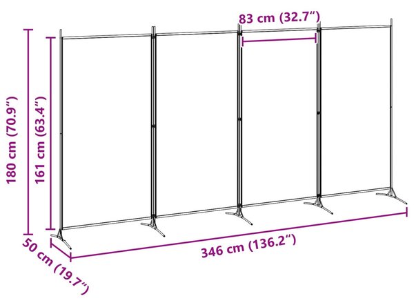 VidaXL 4-paneles szoba elválasztó Bézs 346 x 180 cm Szövet
