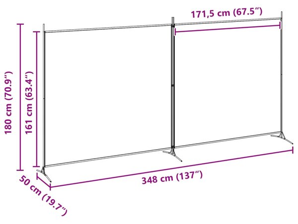 VidaXL 2-paneles szoba elválasztó Bézs 348 x 180 cm Szövet