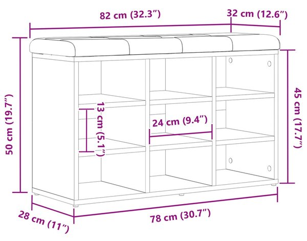 Tárolópad Fekete Tölgy 80x30x48 cm Műgyanta