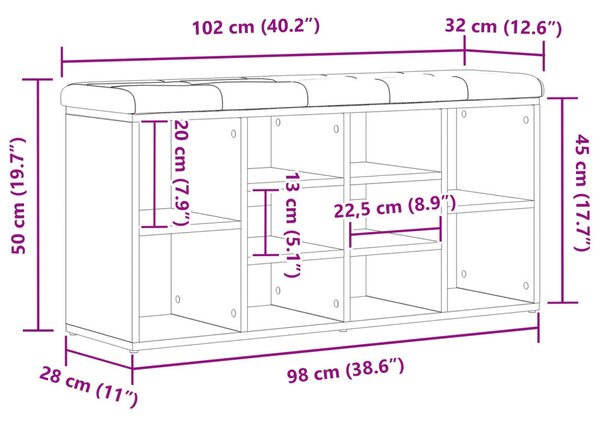 Tároló Pad Fekete Tölgy 100x30x48 cm Műszaki Fa