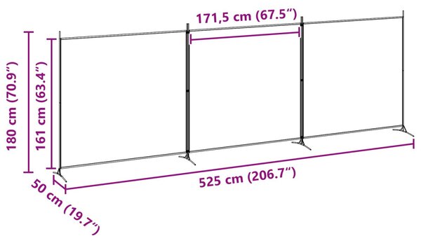 VidaXL 4-paneles szoba elválasztó Bézs 525 x 180 cm Szövet