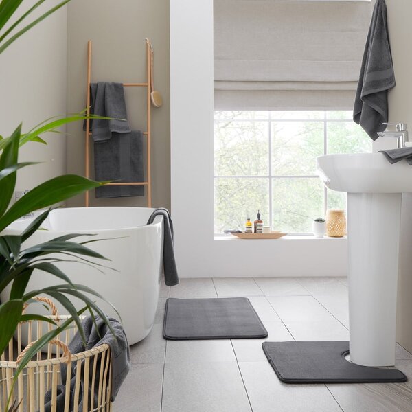 Sötétszürke frottír pamut törölköző és fürdőlepedő készlet 6 db-os Anti-Bacterial – Catherine Lansfield