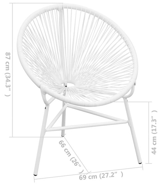 Fehér polyrattan hálós kerti kagylószék