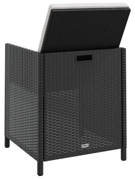 13 darabos fekete kültéri polyrattan és akácfa étkezőszett