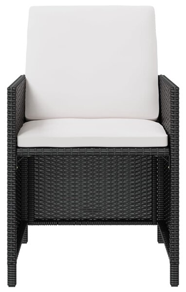 11 darabos fekete kültéri polyrattan és akácfa étkezőszett