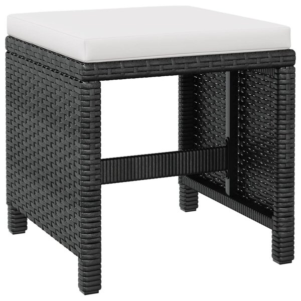 11 darabos fekete kültéri polyrattan és akácfa étkezőszett