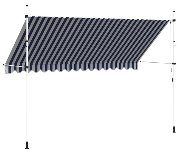 Kézzel feltekerhető napellenző kék-fehér csíkokkal 400 cm