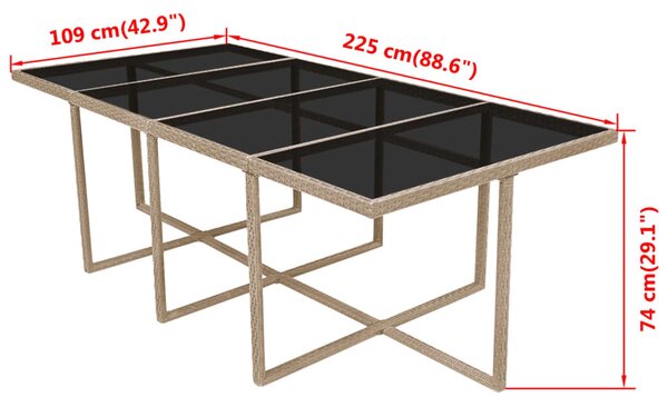 13-részes bézs polyrattan kültéri étkezőszett párnákkal