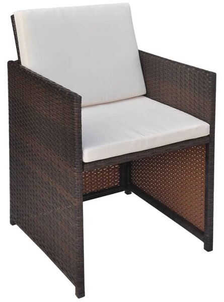 VidaXL 2 db barna polyrattan kerti szék hát- és ülőpárnával