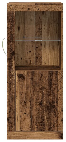 LED világítással rendelkező oldalajtó régi fa 41x37x100 cm