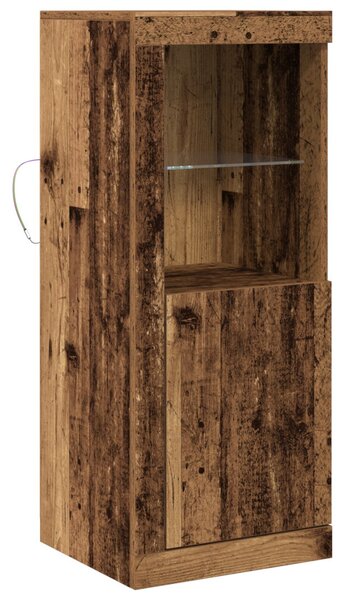 LED világítással rendelkező oldalajtó régi fa 41x37x100 cm