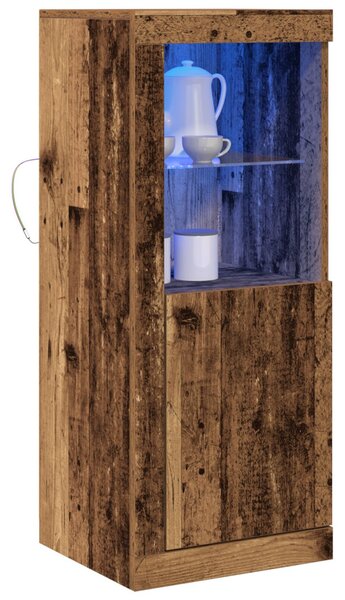 LED világítással rendelkező oldalajtó régi fa 41x37x100 cm