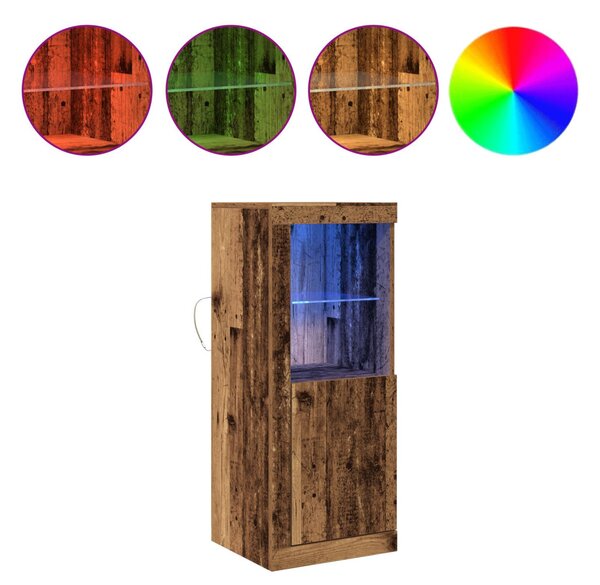 LED világítással rendelkező oldalajtó régi fa 41x37x100 cm