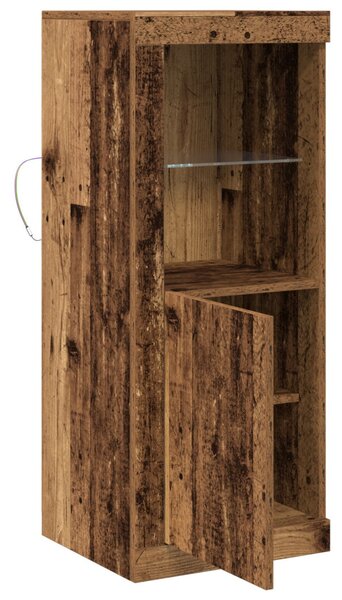 LED világítással rendelkező oldalajtó régi fa 41x37x100 cm