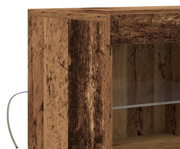 Oldalfal LED világítással Régi Fa 81x37x67 cm