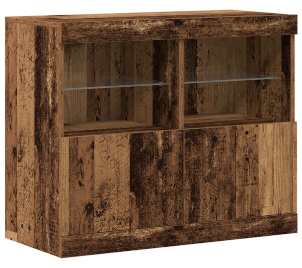Oldalfal LED világítással Régi Fa 81x37x67 cm