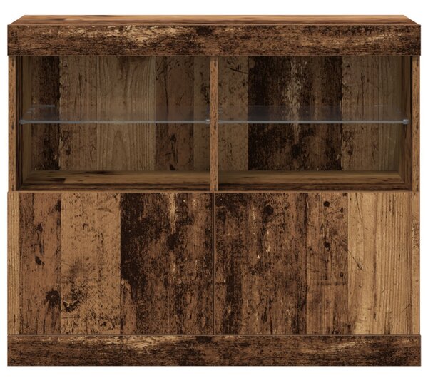 Oldalfal LED világítással Régi Fa 81x37x67 cm