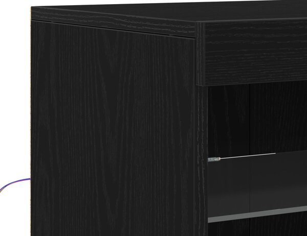 LED világítással rendelkező feketefenyő kis szekrény 41x37x100 cm