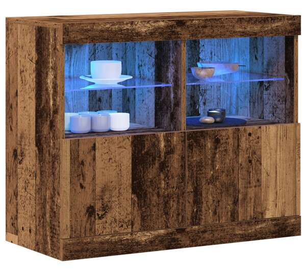 Oldalfal LED világítással Régi Fa 81x37x67 cm