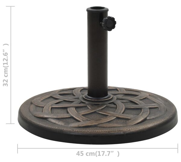 Kerek bronzszínű műgyanta napernyőtalp 11 kg