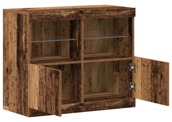 Oldalfal LED világítással Régi Fa 81x37x67 cm