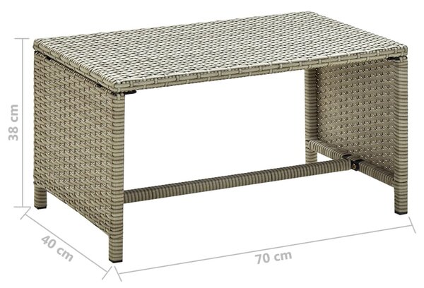 Bézs polyrattan dohányzóasztal 70 x 40 x 38 cm