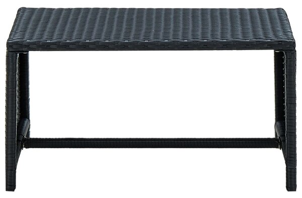 Fekete polyrattan dohányzóasztal 70 x 40 x 38 cm