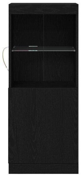 LED világítással rendelkező feketefenyő kis szekrény 41x37x100 cm